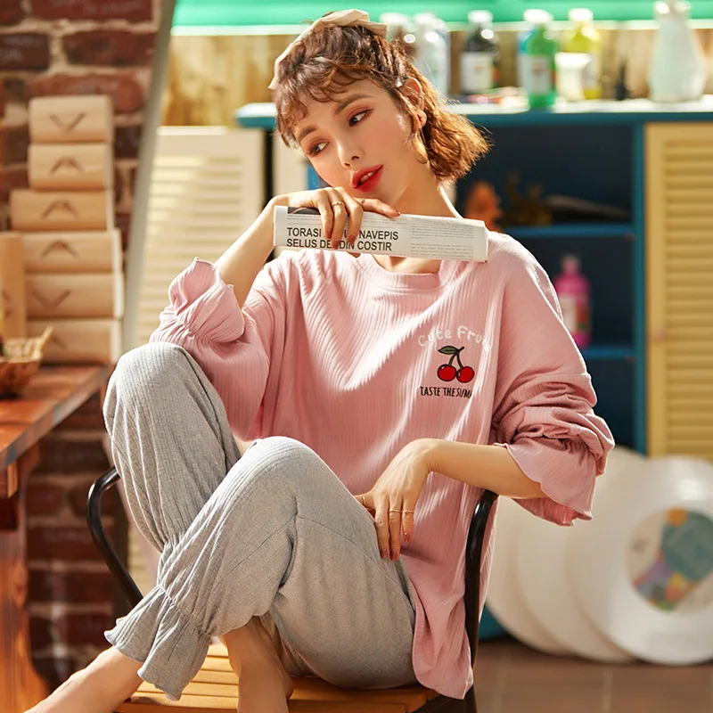 Pajamas Women Long Sleeve Princess Style Korean Autumn Winter New Baby Collar Household Women's Wear  Female Pyjamas  Sleep Tops
