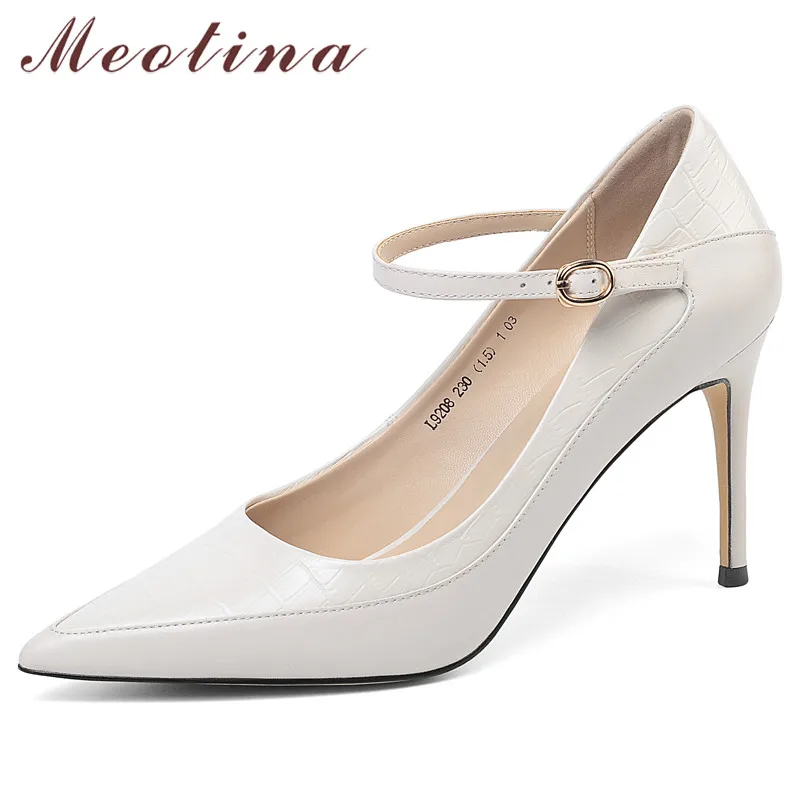 

Meotina/женские туфли-лодочки на высоком каблуке; вечерние туфли из натуральной кожи на тонком высоком каблуке; женские туфли из коровьей кожи ...