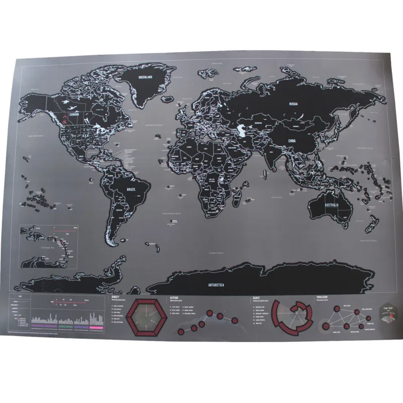 Роскошные Большие размеры Скретч Карта мира путешествия Премиум