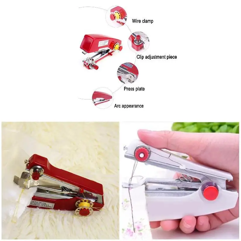 Мини-швейная машина портативная ручная ткань для стежков Handy инструмент