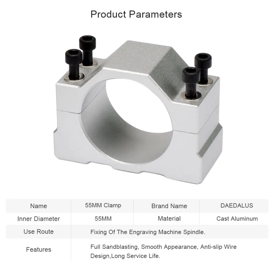 

Daedalus CNC 500W Brushless Spindle Motor ER11/ER16 Collet Chuck Stepper Motor Driver Power Supply 55MM Clamp Bracket with Screw