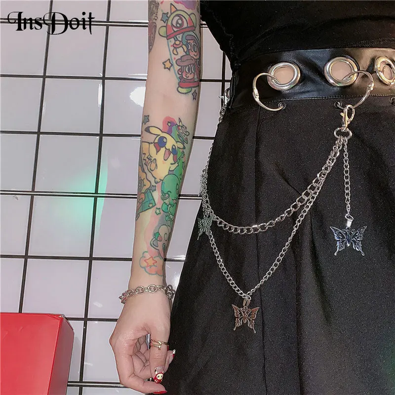 InsDoit Женская Панк Готическая металлическая фонарик в виде бабочки уличном стиле