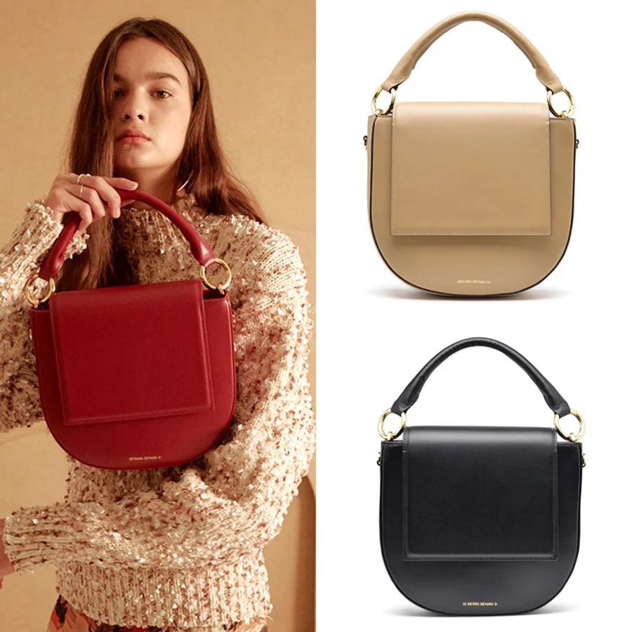 Роскошные дизайнерские кожаные женские сумки через плечо одноцветные с верхней