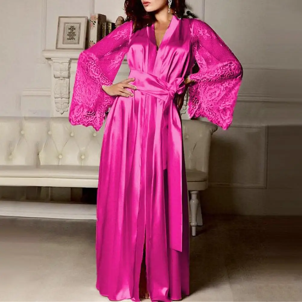 

Hot Sale Solid Summer Satin Kimono Bathrobe Women Bride Bridesmaid Wedding Robe Dress Gown Sexy Flower Long Sleepwear S-2XL