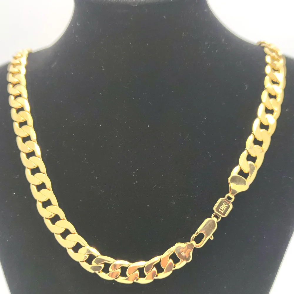 Sello de oro de 18K para collar, cadena de eslabones cubanos/Curb, Miami PT, Gargantilla completa, Hip Hop, 24