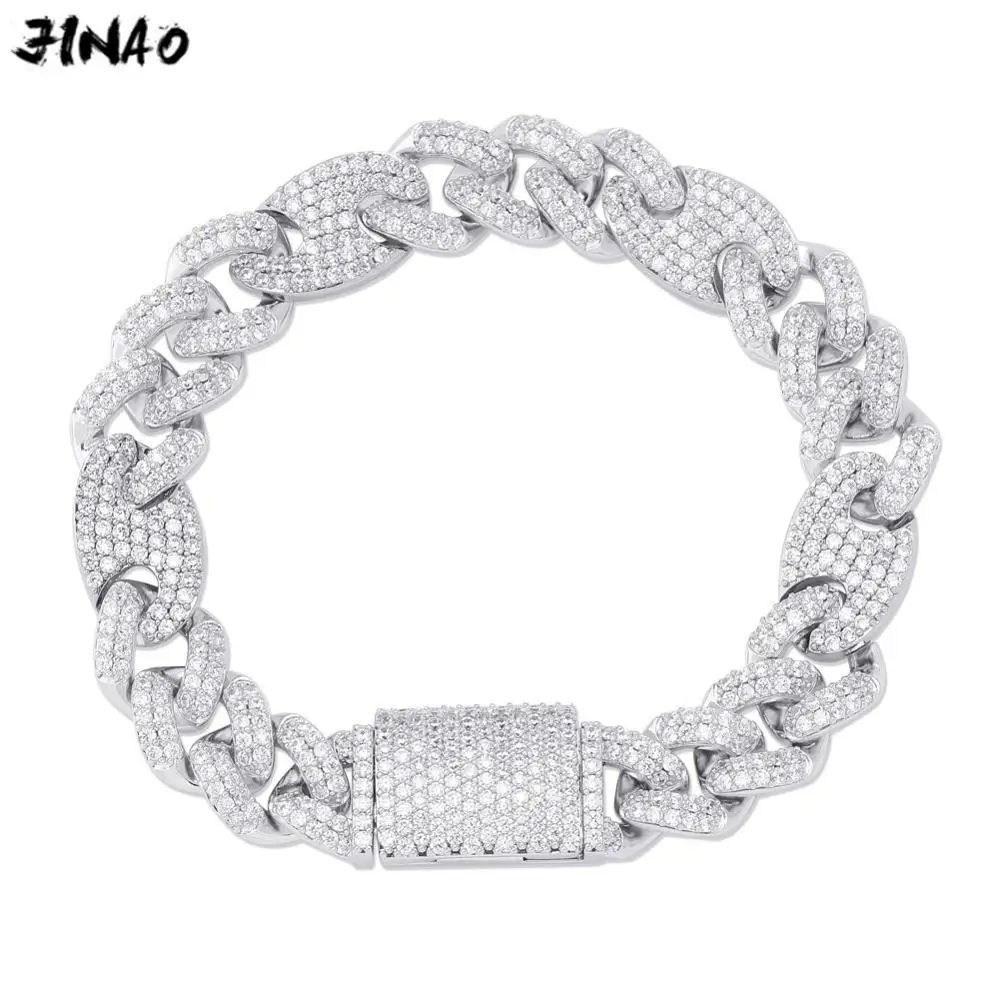 JINAO 12 мм в стиле хип хоп льдом Для мужчин Браслеты цвета: золотистый серебристый