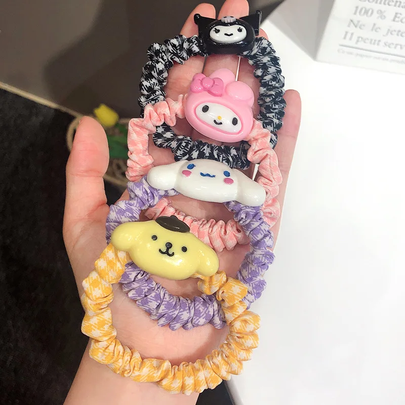 

Новый милый аниме Sanrioed Melody Kuromi Cinnamoroll помпон пурин милый мультяшный шнурок для волос головной убор аксессуары для девочек Подарки