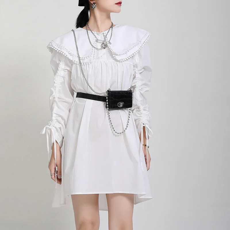 

Женское Хлопковое платье-рубашка с длинным рукавом, повседневное свободное черное платье-рубашка в готическом стиле, большие размеры, весн...