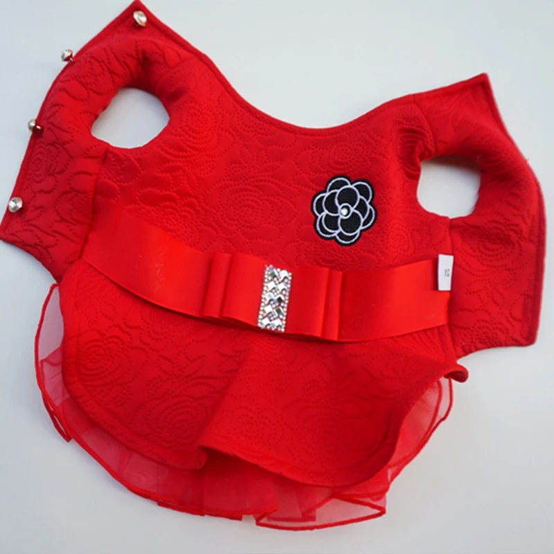 Рождественский стиль красное платье для собаки платья юбка одежда кошек собак