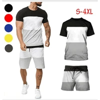 2021 summer mens casual short sleeved 3 color combination fashion suit 2 piece sports t shirt shorts