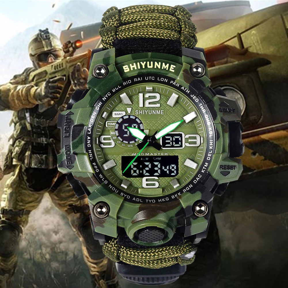 

SHIYUNME 2021 Fashion Outdoor Sports Watch Men's Multifunction Watch Compass Waterproof Digital Quartz Men's Watch Reloj Hombre