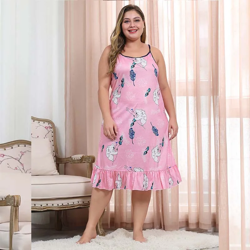 Женское летнее платье WHZHM на бретельках с принтом Розовая модель 3XL 4XL без рукавов