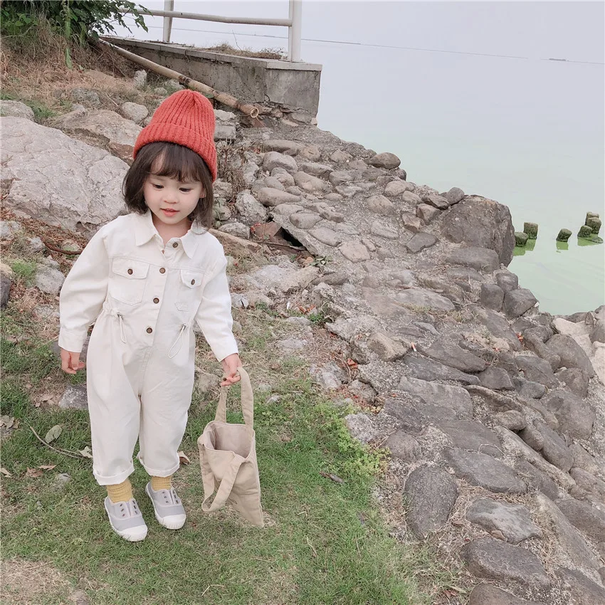2019 г. Осенняя одежда новые детские джинсовые комбинезоны с длинными рукавами