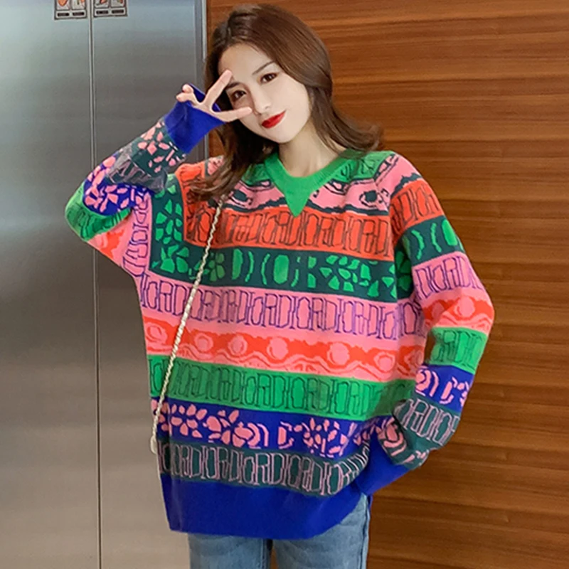 

Lazy Sweater Women's and Autumn Outer Wear Mid-Length Loose Pullover Slimming Knitted Top Spring New 2020