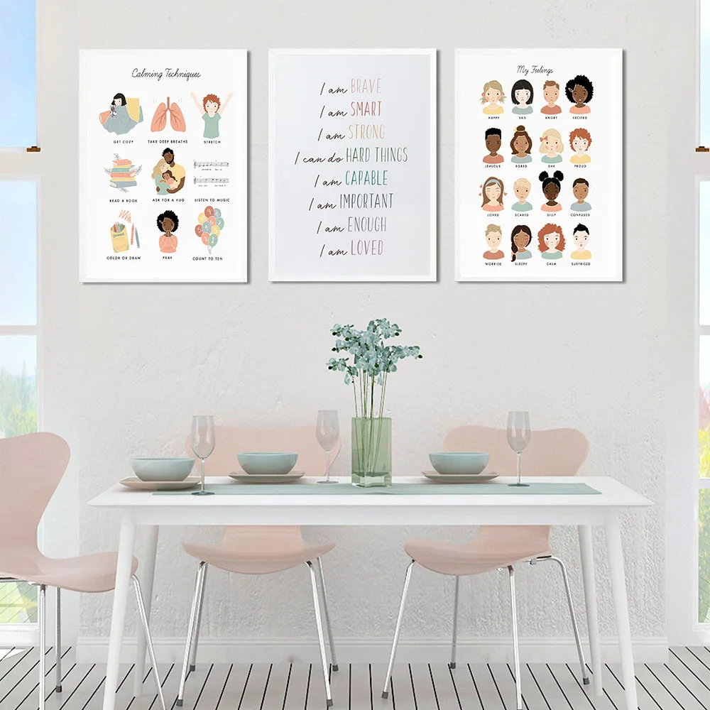 

Детская развивающая детская комната, искусство, скандинавские плакаты и принты, настенные картины для гостиной, Декор без рамки