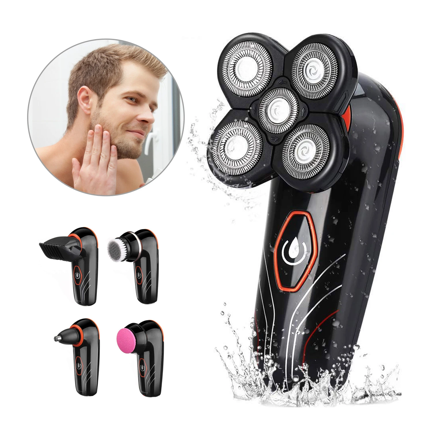 

Men’s 5-in-1 Electric Shaver & Grooming Kit Five-Headed Beard Cordless Hair Razor Hair Trimmer Nose Trimmer Shaving Machine