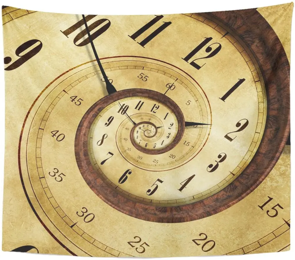 

Timeless Endless Time Effect Vintage Clock Swirl Distorted Surreal Tapestry Home Decor Wall Hanging for Living Room Bedroom Dorm