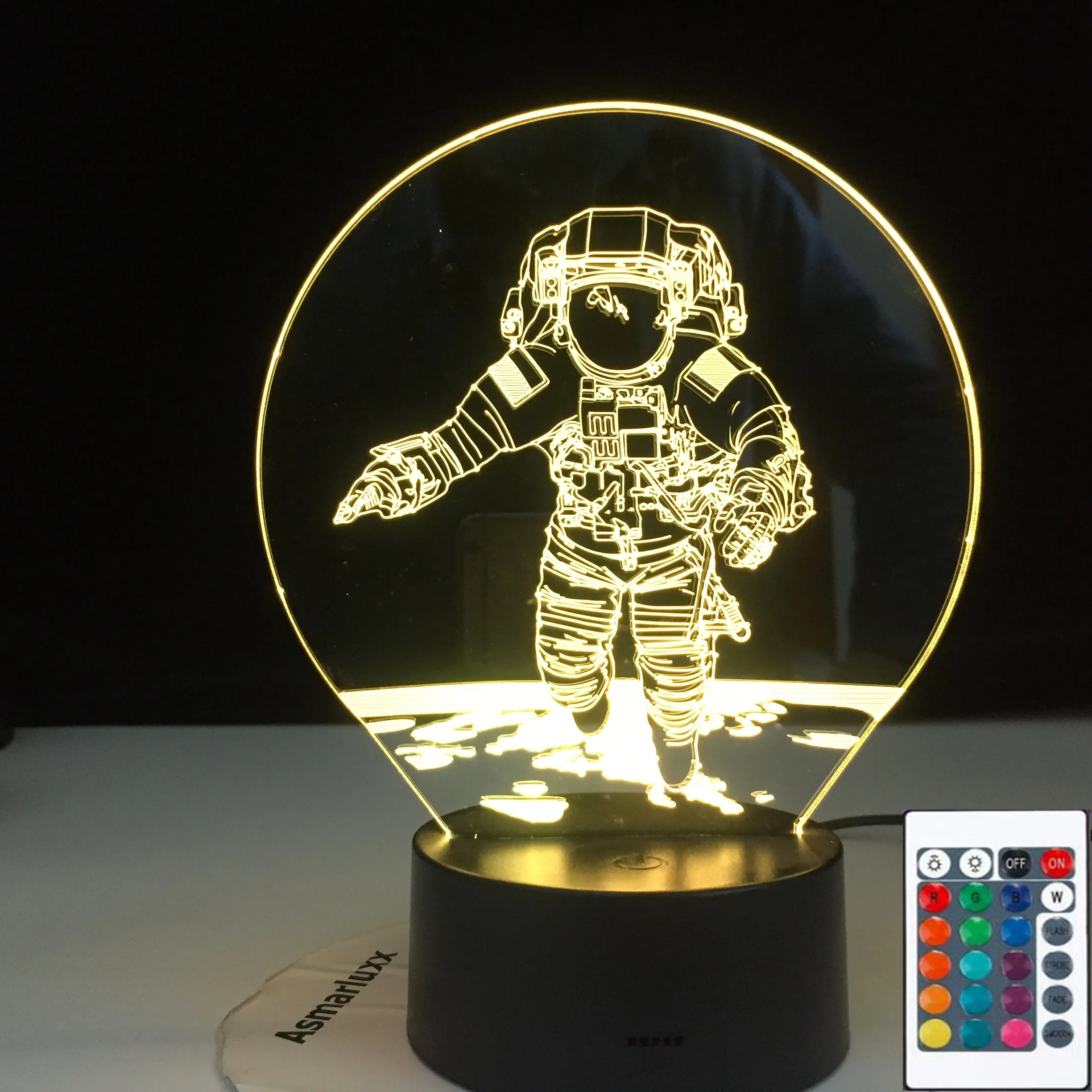 

3D Astronaut Night Lamp 7 Color Change LED Illusion Visual Night Light Kids Bedroom Decoration Sleeping Lamp