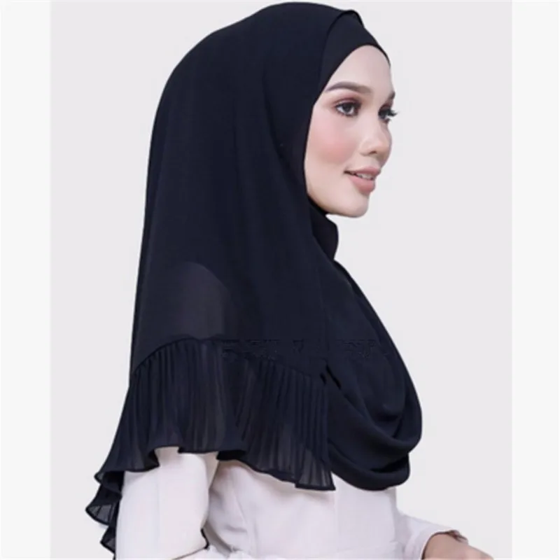 

2020 Fashion Malaysia hijab bubble chiffon muslim scarf hijabs soild color women headscarf turban islamic head wraps foulard
