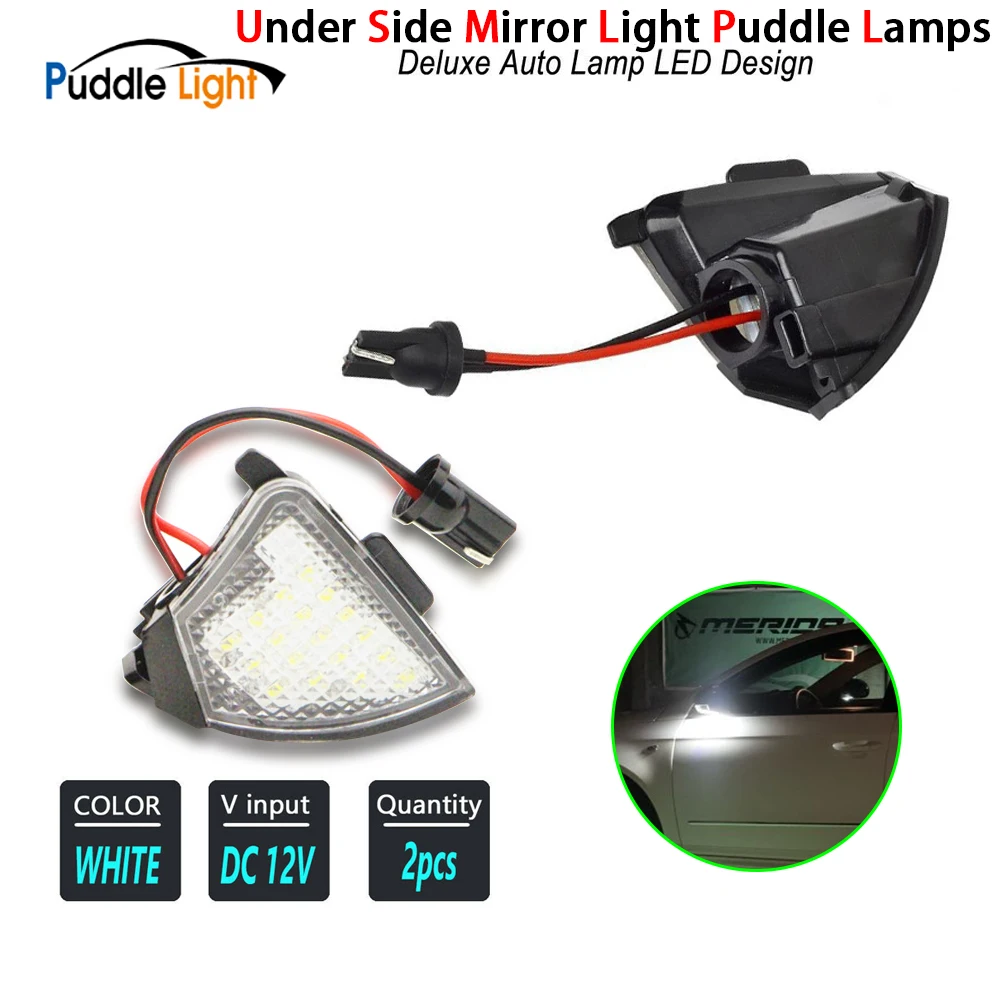

2X 6000K White Led Under Side Mirror Light Puddle Lamp For VW Sharan Passat CC B6 B5 Jetta Golf 5 Eos Rabbit Tourn Skoda Superb