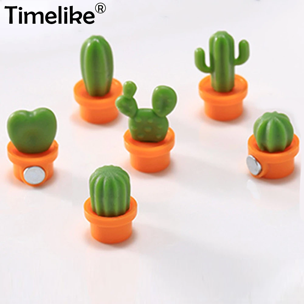 6pcs/set Fridge Magnet Cute Cactus Magnets Small Succulent Plant Refrigerator Decorations Message Sticker Decor | Дом и сад