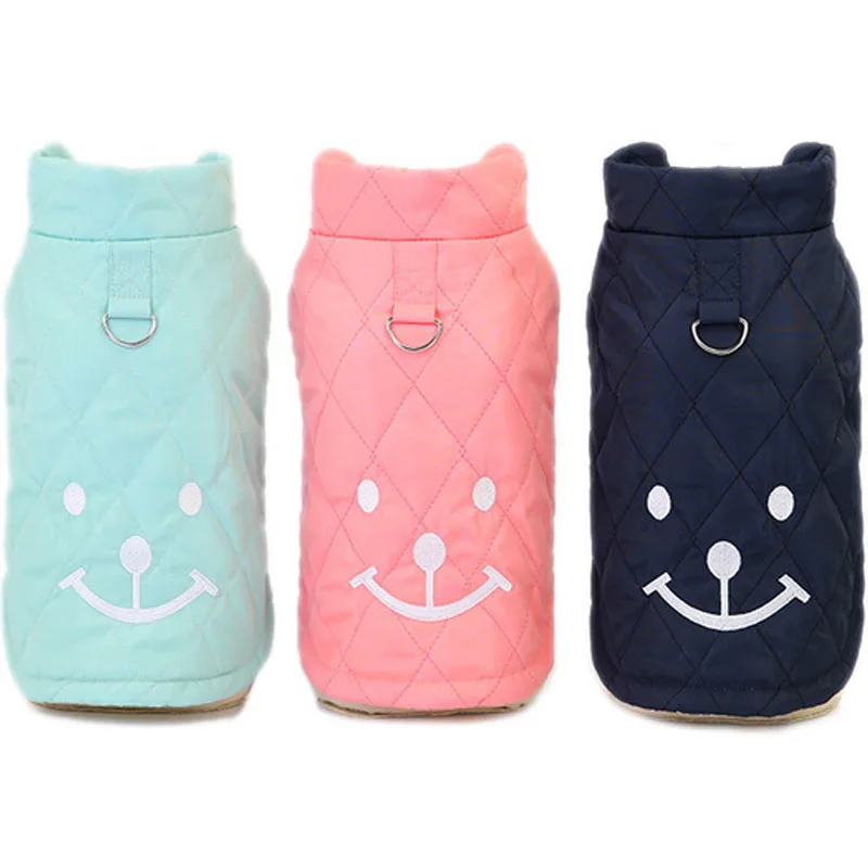 

Rhombus Dog Clothes Winter Smile Pattern Dog Coat Vest Jacket Pink/Navy/Blue Windproof Pet Outfits For Small Medium Dogs Terrier