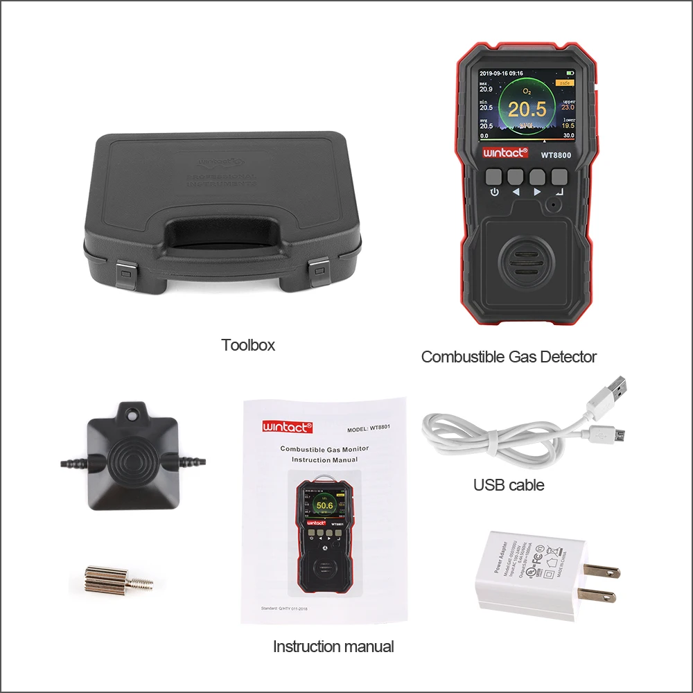 Монитор кислорода RZ профессиональный перезаряжаемый цифровой газовый датчик высокой чувствительности ядовитый звуковой-световой вибрационный сигнал детектор О2 включен.