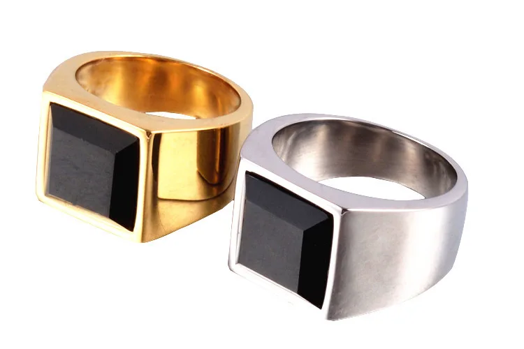 

Wholesale Big Precious Stone Jewelry Rings Titanium Steel Ring High Qality Casting Ring For Man Party Wedding Gifts jewelry