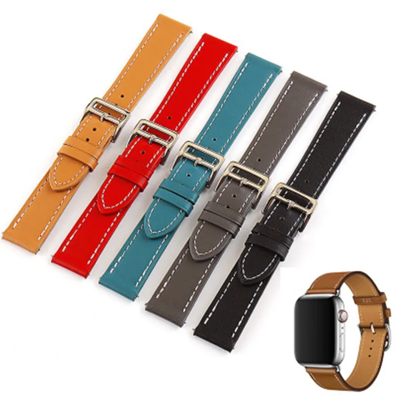 Ремешок из натуральной кожи для Amazfit GTR быстросъемный браслет часов GTS/ Bip Lite 47 мм 42