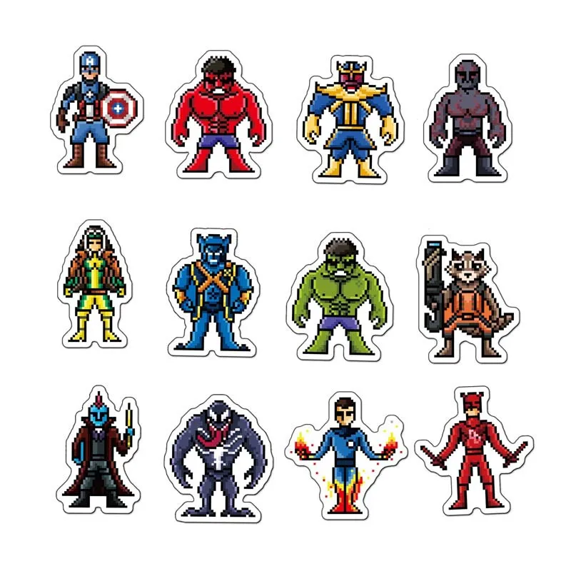 64 шт. Disney Marvel x с рисунком Железный человек Халк пикселей стикеры Мстители