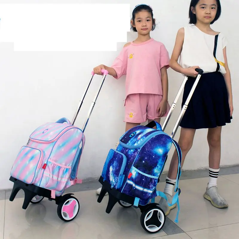 Рюкзак-тележка для школы на колесиках для девочек, Детский рюкзак на колесиках