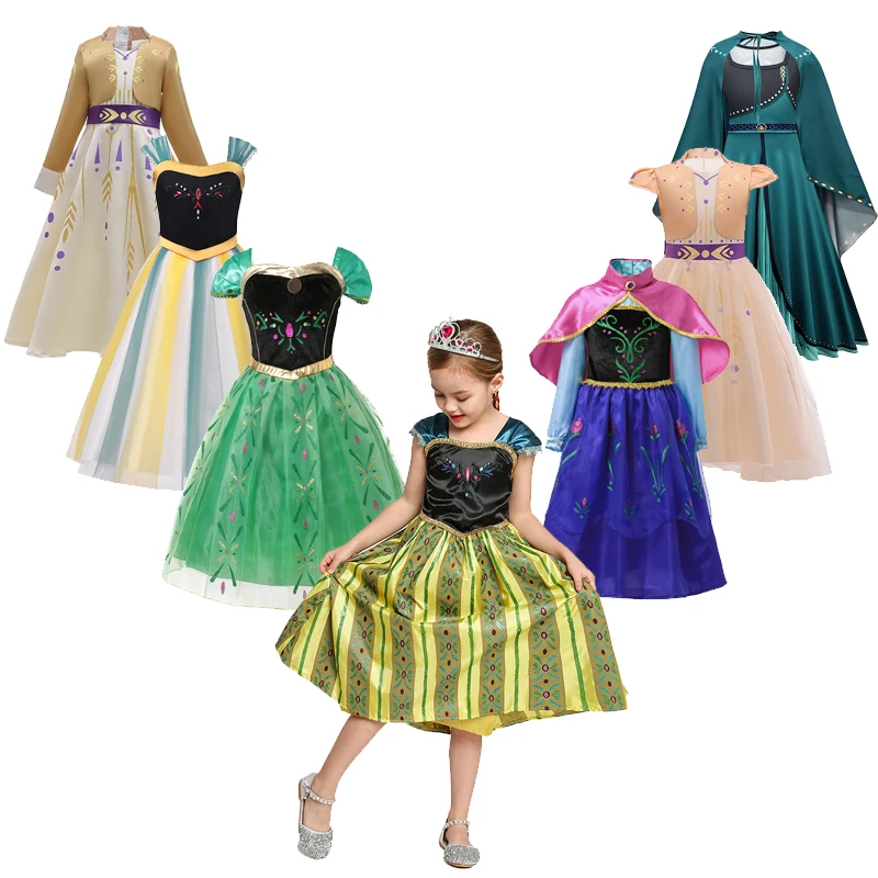 

Anna Dress For Girl Kids Princess Dress Up Frock Children Carnaval Cosplay Costumes Teenager Girl Halloween Party Robe
