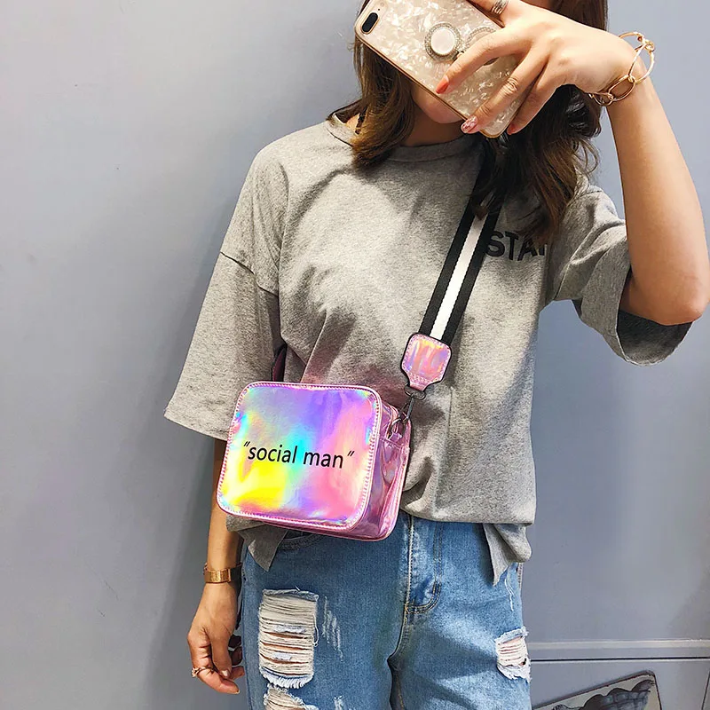 Новинка 2020 Женская мини-сумка через плечо с лазерным рисунком сумка-мессенджер