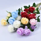 1 букет, 3 головки, европейские розы, искусственные цветы, Камелия, искусственные цветы для свадьбы, украшение для дома
