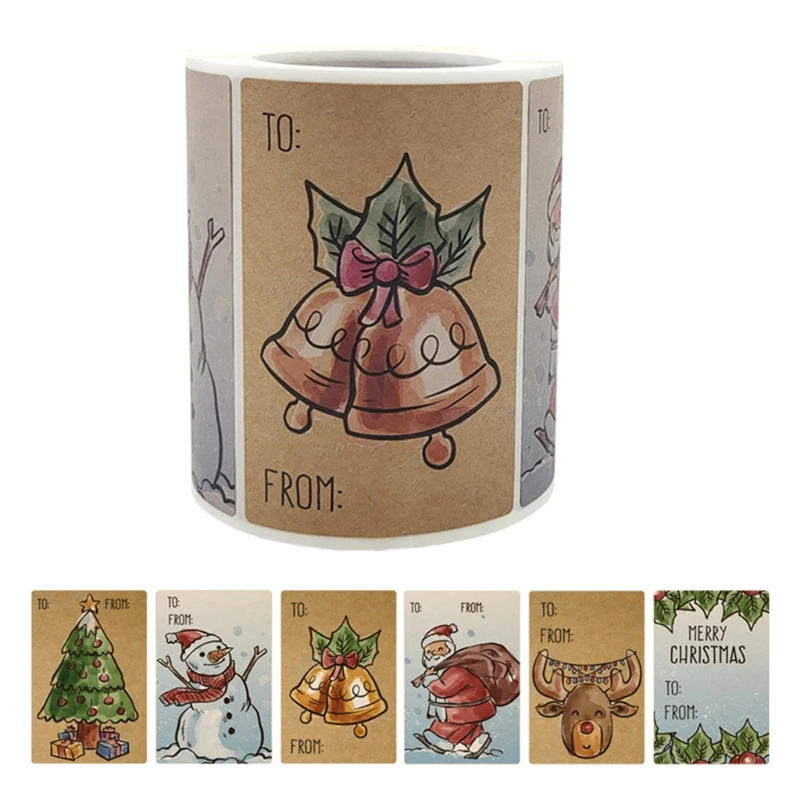 

250 шт. рождественские наклейки с рисунком Санта-Клауса, стикеры из крафт-бумаги с именем