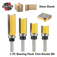 hampton bearing flush trim router bit 8mm shank straight end mill tungsten carbide milling cutter woodworking tools