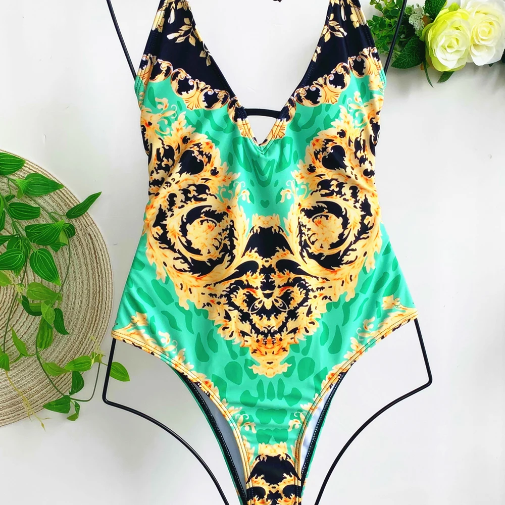 Купальник Vigorashely с винтажным принтом женский сексуальный слитный купальный