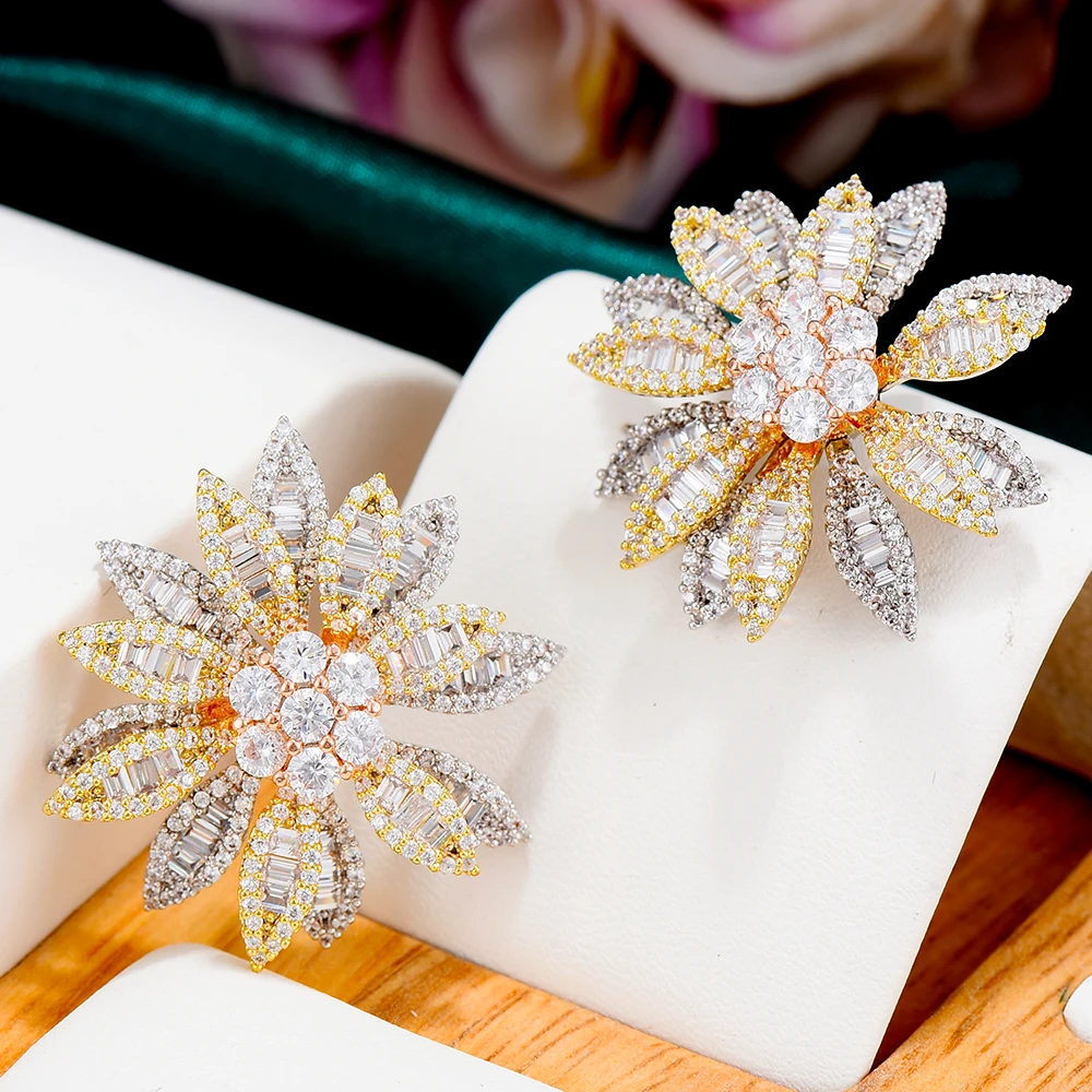 

SORAMOORE Trendy Luxury 2021High Quality New Design Big Flowers Earrings Charm Gorgeous Fashion Women Bridal Wedding Jewelry