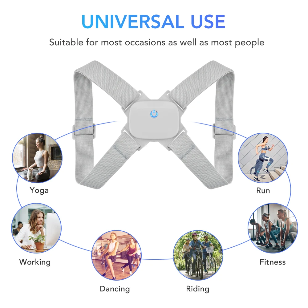 

Pastsky Adjustable Intelligent Posture Corrector Upper Back Brace Clavicle Support Smart Motion Sensing Pain Relief Kid Adults