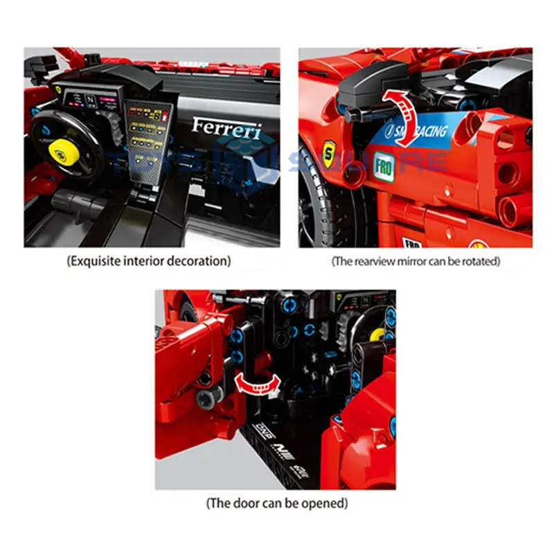 

The 1:14 Red 488 GTE Super Speed Sports Racing Car MOC Bricks Model Building Blocks Set Gifts Educational Toys For Children