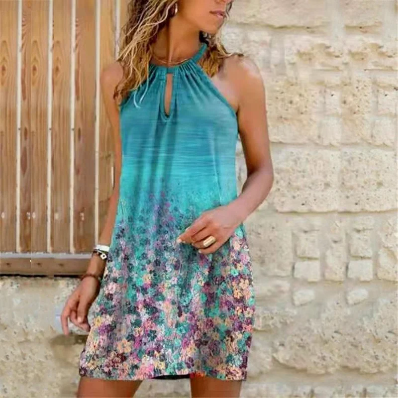 

Women's Summer Dress Elegant Style Commute Hanging Neck Print Dress Dresses for Women Summer 2020 Cheap Above Knee, Mini