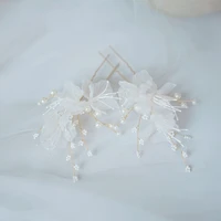 yarn flower hair pins bridal clips pearls wedding hair jewelry piece handmade women accessories hairpins