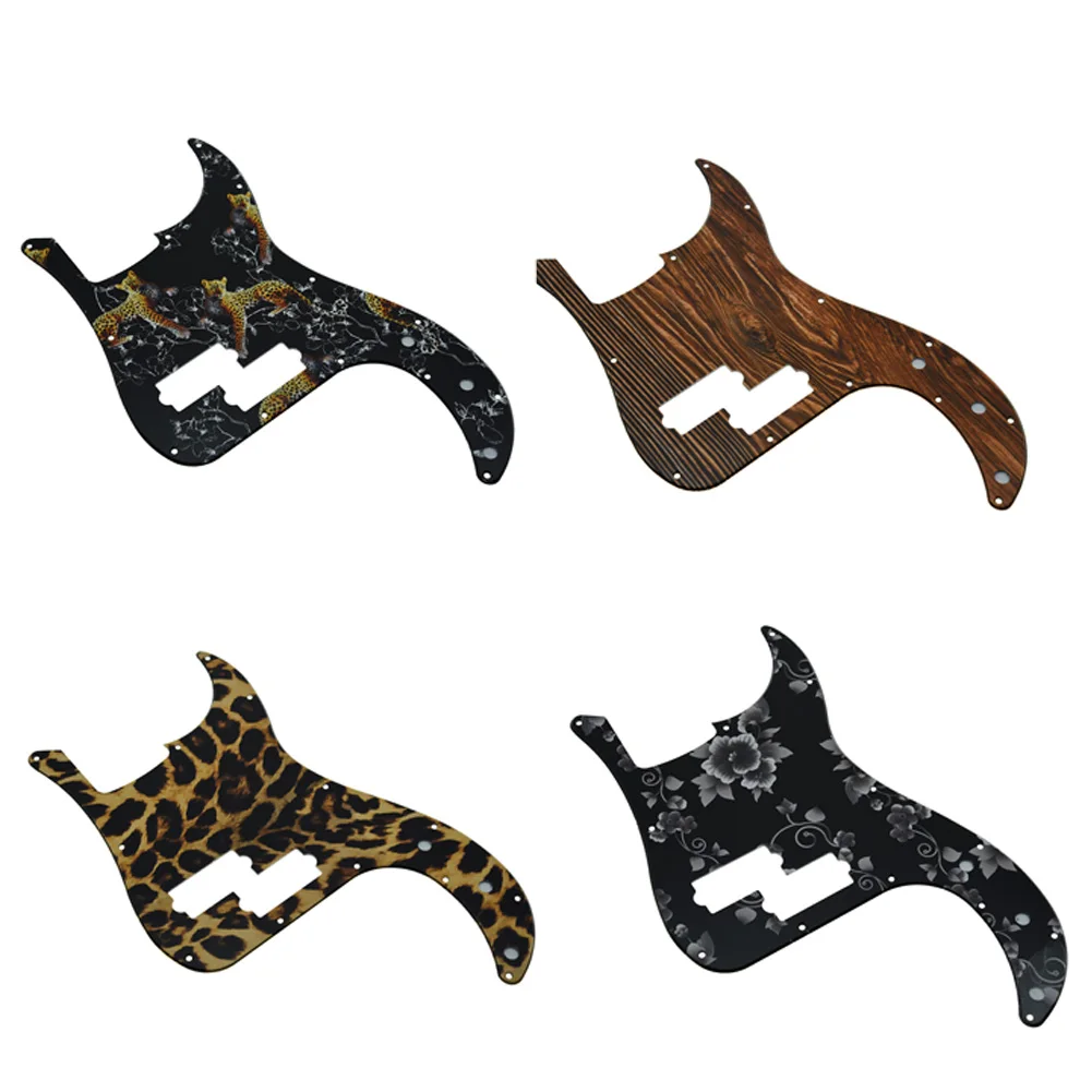 

Bass Pickguard Scratch Plate With Screws For FD P Bass/JB Bass 3Ply 4 Strings Leopard Grain Flower Wood Optional Bass Parts