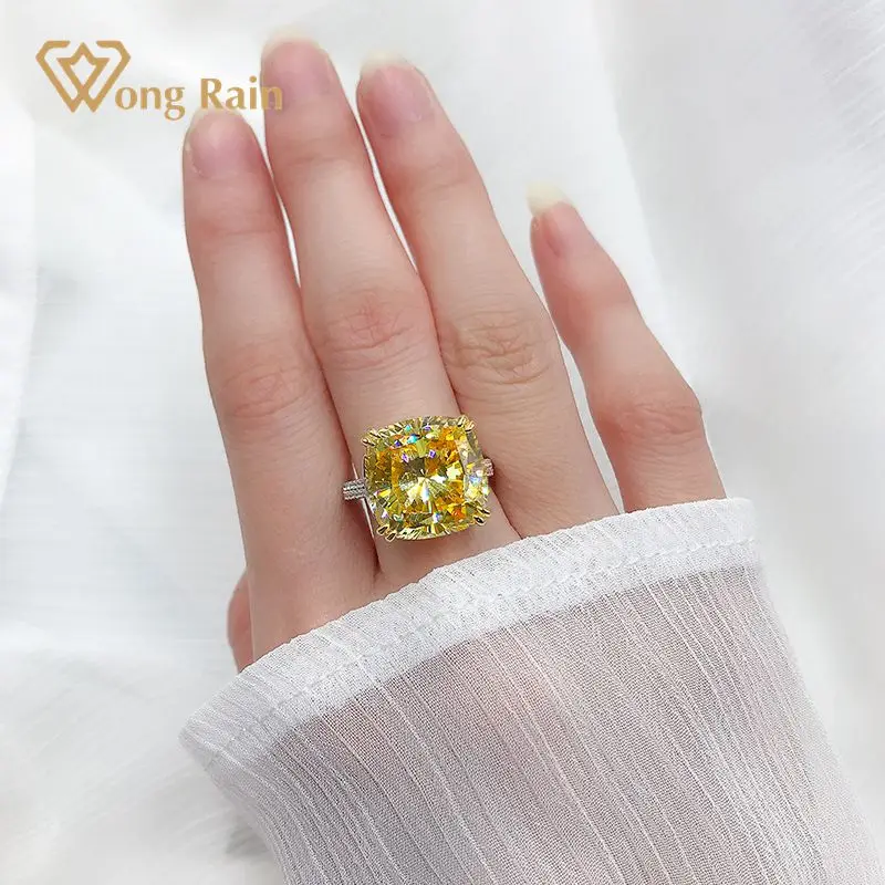 

Wong Rain 100% 925 Sterling Silver Created Moissanite Pink Sapphire Gemstone Wedding Engagement Luxury Women Rings Fine Jewelry