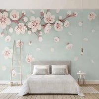 custom mural wallpaper 3d relief cherry blossoms flowers fresco living room tv sofa bedroom creative romantic background murals