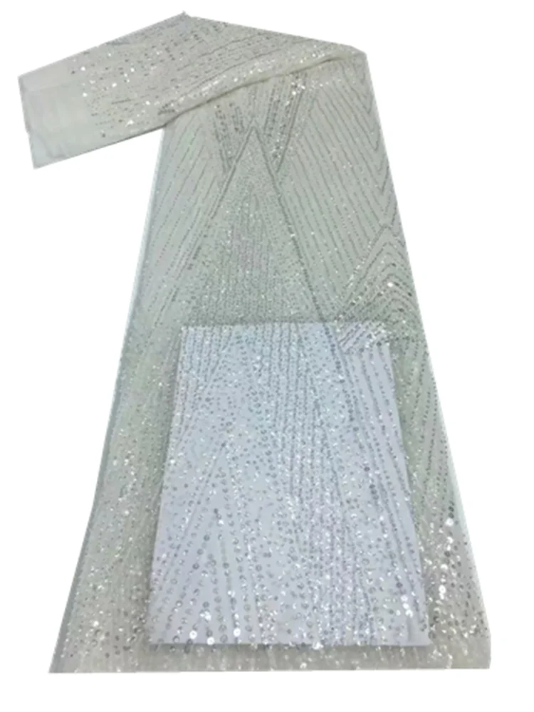 

Горячая белая африканская органза кружево Блестящий тюль Французская ткань с блестками Фантастическая ткань для вечернего платья FDF813