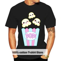 popcorn kawaii t shirt for men naughty cute sad summer clothing black tops movie foodie tee shirts cartoon tshirt