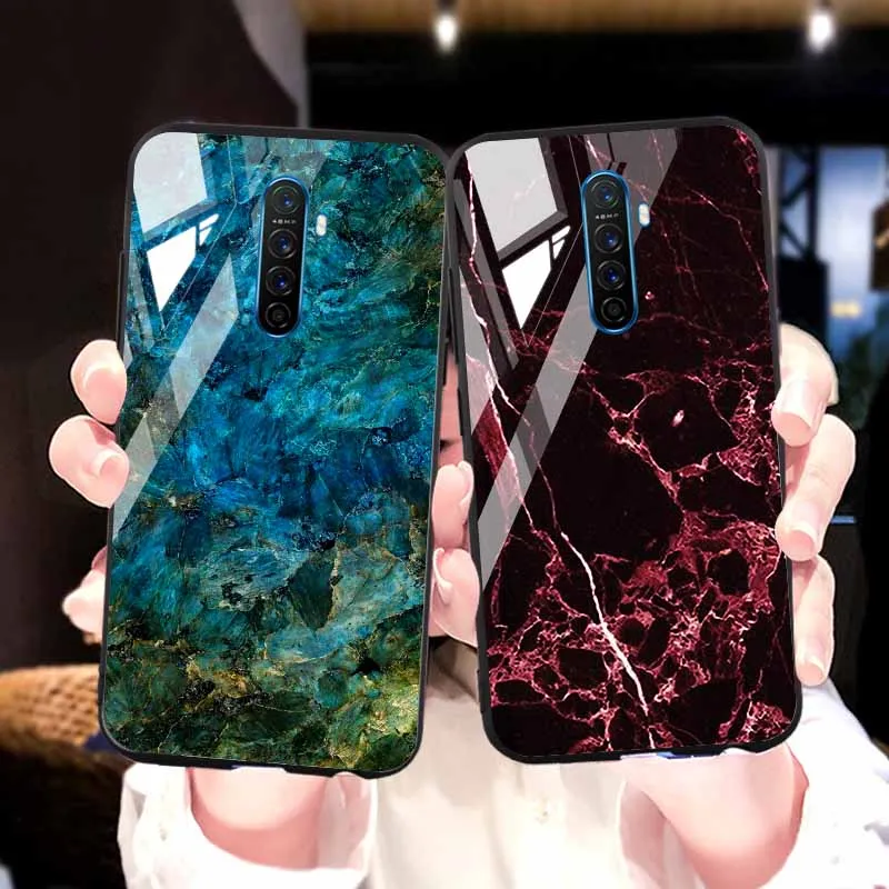 

Marble Glass Phone Case for OPPO A9 2020 A91 Realme6 Pro X50 5G XT X2 C2 5 3 Lite X30 Reno 2Z Ace 10X A1K F11 R15 R17 A7 A3S A5S