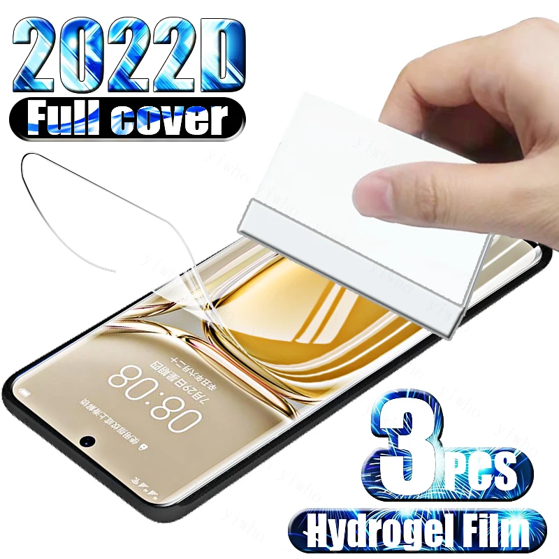 

3pcs Full Cover for Huawei P50 Pro Soft Hydrogel Film Front Screen Protector Film P40 Lite Pro Plus Y5p Y6p Y7p Y8p P Smart 2021