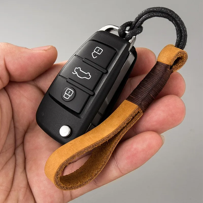 Брелок ручной работы из натуральной кожи для автомобиля подвеска ключа с